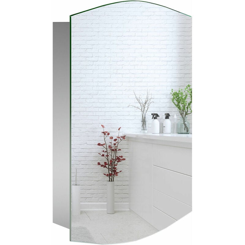 Armario Baño con Espejo de Acero Inoxidable Armario Baño Pared con Espejo y Puerta 76x13x68.5cm