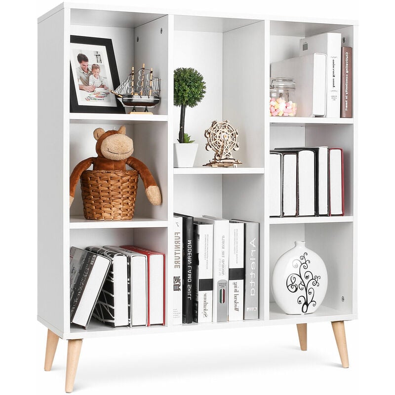 Librería Estantería Blanca Estante de Exhibición Mueble Auxiliar Decorativo para Salón Dormitorio Oficina Nórdico con 8 Cubos para Libros 80X29.5X93cm