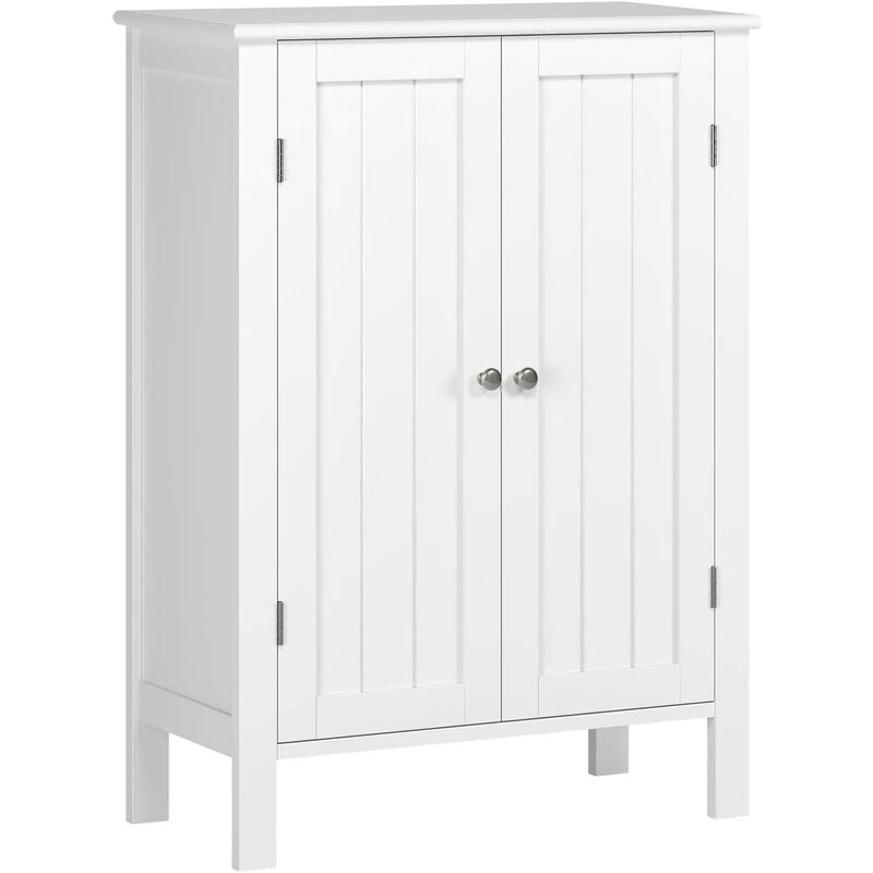 Mueble Baño Armario Almacenaje Mueble Auxiliar de Suelo Zapatero Entrada para Baño Cocina Salón Dormitorio con 2 Puertas 2 Estantes Blanco 58x28x80cm