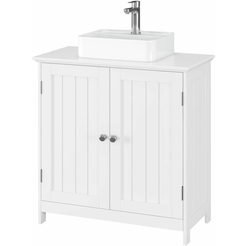 Mueble Bajo Lavabo Mueble Baño Mueble para Debajo del Lavabo Armario para Cuarto de Baño 2 puertas 2 estantes ajustables Blanco Madera contrachapada 60x60x30cm