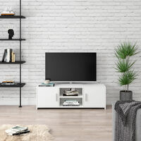 1 Estante Mueble Salon Moderno con 2 Puertas Blanco 110x35x36cm Mesa Televisión Madera Mueble TV 