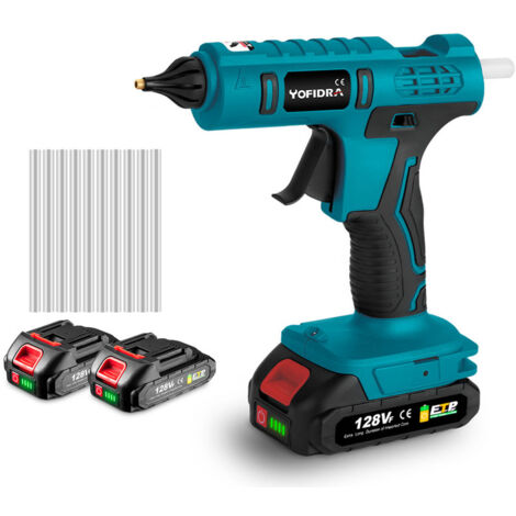 Heißluftgebläse - Ø 11mm Akku Heissklebepistole Klebepistole Bastel Pistole mit 10pcs Klebestiften +2 Batterie+1 Ladegerät