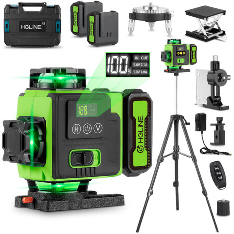 Laser-Nivelliergeräte LCD-Display, Bluetooth Grüner Strahl Kreuzlinien-Werkzeug für Fliesen, 360° horizontal/vertikal, mit 100 cm Stativ