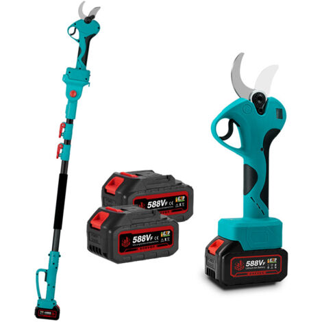 Elektrische Astschere mit 2 m Teleskopstange, 45 mm kabellose elektrische Astschere mit Schirm für Hecke, Baum, Obst (1/5)