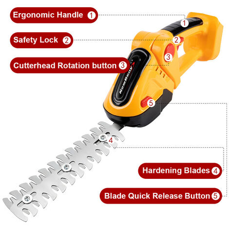 ONEVAN Akku-Heckenschere 22 Zoll - Kabellos Mit 2 Akkus