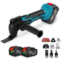 Oszillierendes Multitool, 20.000 U/min, kabellos, Stufe 6 Vibration, Holzbearbeitungswerkzeug, elektrischer Dekorationstrimmer mit 2 Batterie