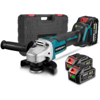 Winkelschleifer 125 mm, 18V Akku-Schleifer mit 2 Akkus und Ladegerät + Kunststoffbox