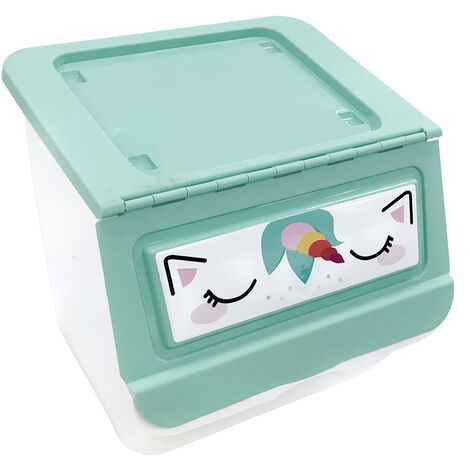 Navaris Cajas de plástico apilables - Set de 4x Caja de almacenaje