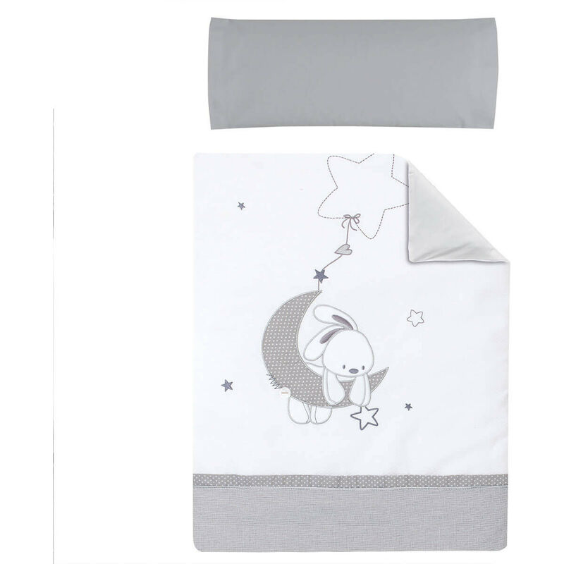 Pirulos 77013120 Funda y almohadilla 100 x 135 diseño luna color blanco gris 100x135