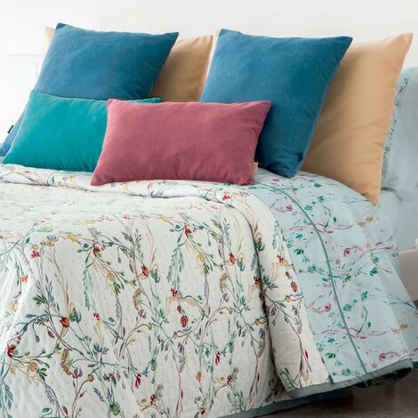 Colcha jacquard verano cubrecama entretiempo cama 90 cm azul ALBORÁN