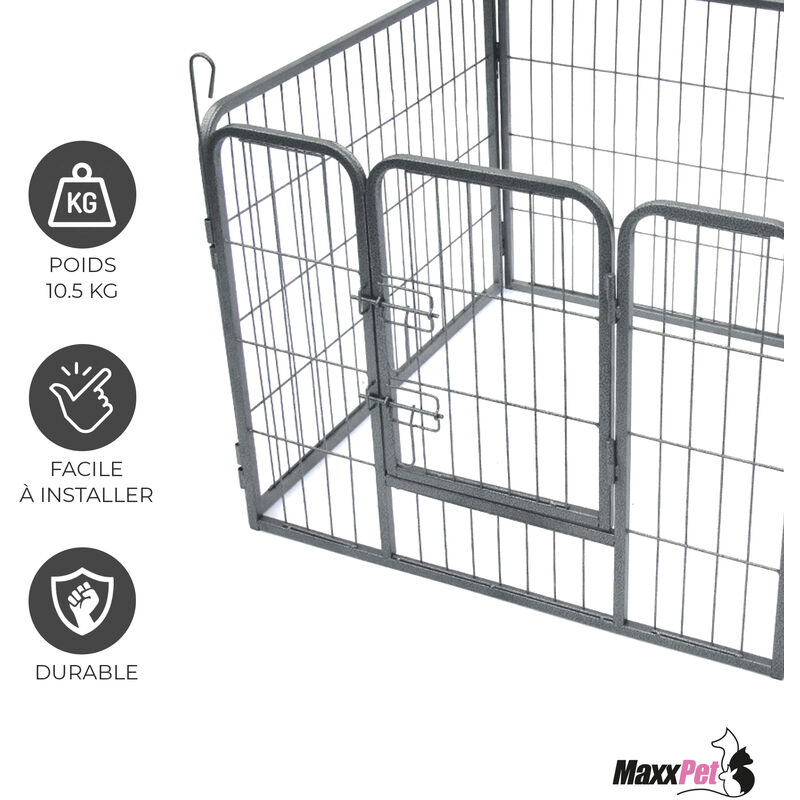 MaxxPet enclos pour chiots 107x71x73 cm - Avec plaque de base - Avec plaid  - Cage pour chien - Chenil pour chiots - Parc pour chiens - Noir - MANOMANO  FR