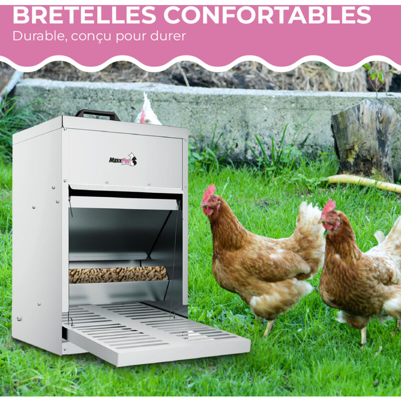 MaxxPet Mangeoire Poules Automatique 9 Kg – Silo Anti-Gaspillage, Grande Capacité Volailles