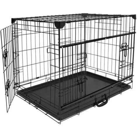 MaxxPet Cage pour chiens avec porte coulissante - Cage pour chiens - Pliable - 91x58x64 cm - Noir
