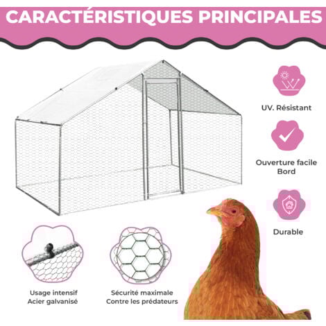 MaxxPet Poulailler 3x2x2m - Enclos extérieur - Volière - Chenil - Poulailler métal