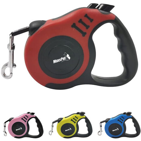 MaxxPet Laisse pour chien rétractable - Laisse pour chien 5 mètres - Laisse pour chien avec bouton de frein - jusqu'à 15 kg - Rouge