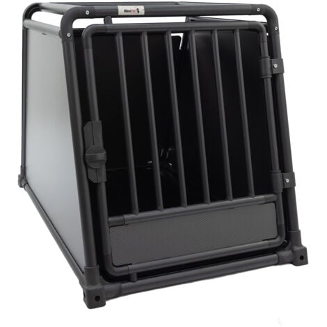 MaxxPet Cage pour Chien 65x92x70 cm – Caisse De Transport pour Chien Pliable – 1 Porte – Cage Chien Voiture en Aluminium Pro – pour Chien Et Chat – Noir