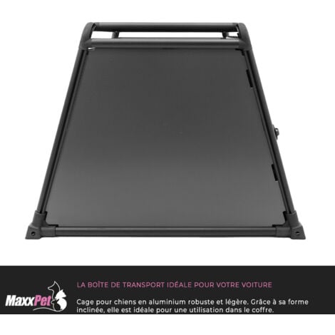 MaxxPet Cage pour Chien 65x92x70 cm – Caisse De Transport pour Chien Pliable – 1 Porte – Cage Chien Voiture en Aluminium Pro – pour Chien Et Chat – Noir