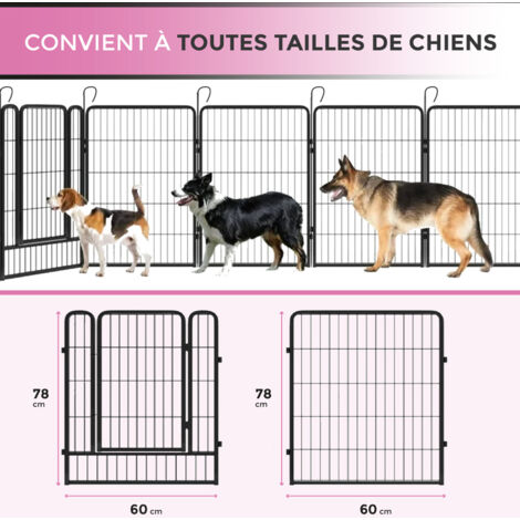 MaxxPet Enclos pour Chien – Parc à Chiot Métal - Enclos Lapin – Pliable avec 6 Panneaux – 78x60 cm - Parc Chat - Clôture pour Intérieur et Extérieur