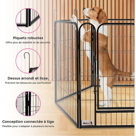 MaxxPet Enclos pour Chien – Parc à Chiot Métal - Enclos Lapin – Pliable avec 6 Panneaux – 78x60 cm - Parc Chat - Clôture pour Intérieur et Extérieur