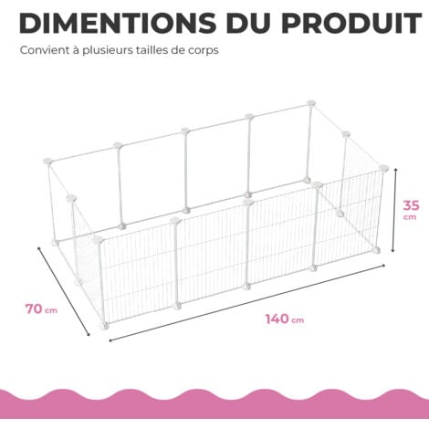 MaxxPet Parc à Chiots - Parc à Chiots Pliable - Cage pour Chiens - Parc à Chiots avec 12 Panneaux d'Enclos - 140x70x35cm - Blanc