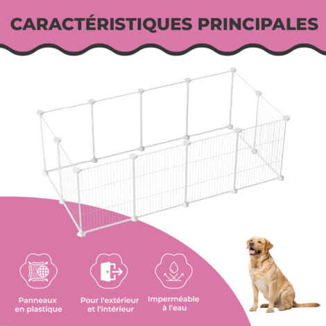 MaxxPet Parc à Chiots - Parc à Chiots Pliable - Cage pour Chiens - Parc à Chiots avec 12 Panneaux d'Enclos - 140x70x35cm - Blanc