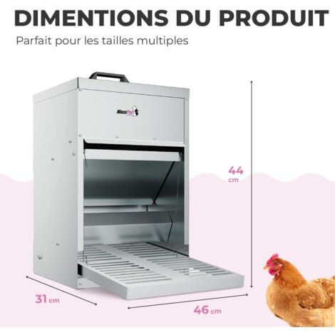 MaxxPet Mangeoire pour poules - Silo d’alimentation pour poules 9 kg - Abreuvoir pour volailles - 31x46x44 cm
