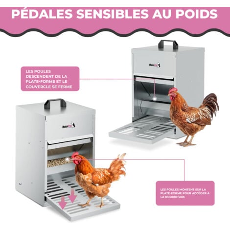 MaxxPet Mangeoire pour poules - Silo d’alimentation pour poules 9 kg - Abreuvoir pour volailles - 31x46x44 cm