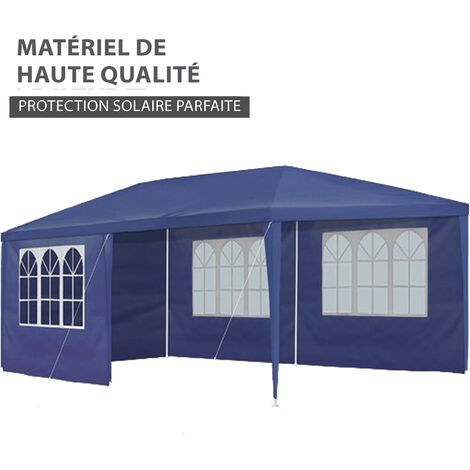MaxxGarden Tonnelle de Jardin 3x6 m - 18m² - Pavillon - Avec Panneaux Latéraux - Tente de Jardin Rapide à Installer - Tente de Réception - Barnum - Bleu