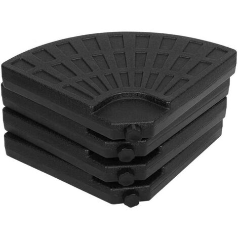 Pied De Parasol Lourd Ensemble 4 Poids 50x50x7.5 Cm - Remplissable Eau Ou Sable Jusqu'à 60kg