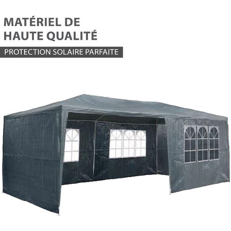 MaxxGarden Tonnelle de Jardin 3x6 m - 18m² - Pavillon - Avec Panneaux Latéraux - Tente de Jardin Rapide à Installer - Tente de Réception - Barnum - Anthracite