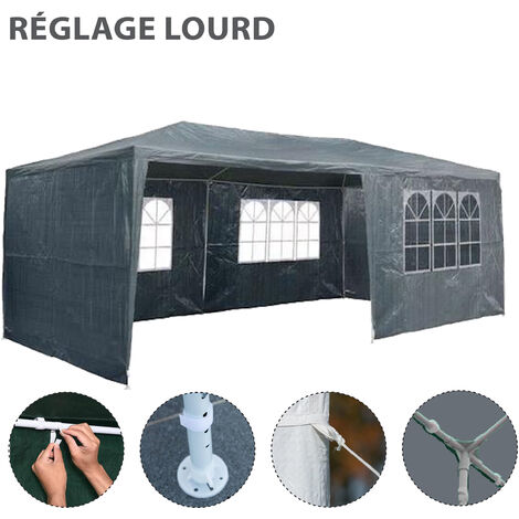 MaxxGarden Tonnelle de Jardin 3x6 m - 18m² - Pavillon - Avec Panneaux Latéraux - Tente de Jardin Rapide à Installer - Tente de Réception - Barnum - Anthracite