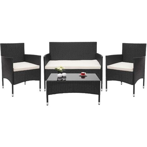 MaxxGarden Rattan Salon de Jardin Jamaica - Meubles de Jardin - 2 Fauteuils + 1 canapé + 1 Table Basse - en Poly Ratan