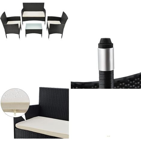 MaxxGarden Rattan Salon de Jardin Jamaica - Meubles de Jardin - 2 Fauteuils + 1 canapé + 1 Table Basse - en Poly Ratan