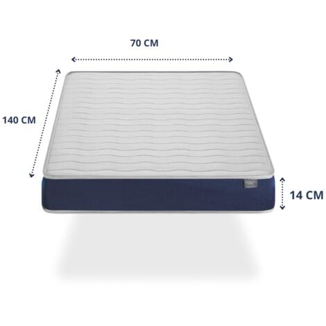 Matelas BEBE MILU BLEU 70x140 Epaisseur 14 CM - Noyau mousse perfore et Anti Bacterien -DORMALIT