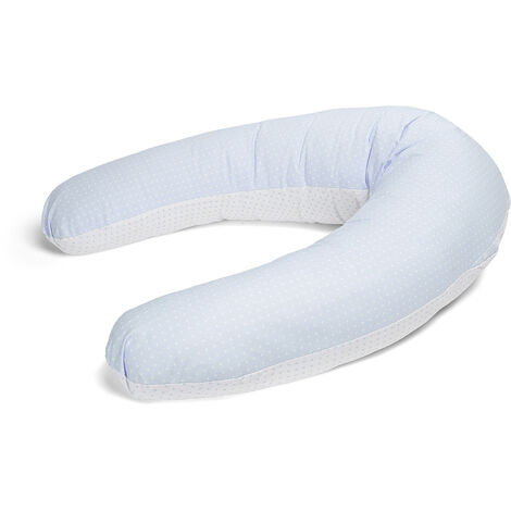 Coussin de maternite et d'allaitement Bebe evolutif BLEU 160 CM - Dehoussable avec remplissage mircrofibres
