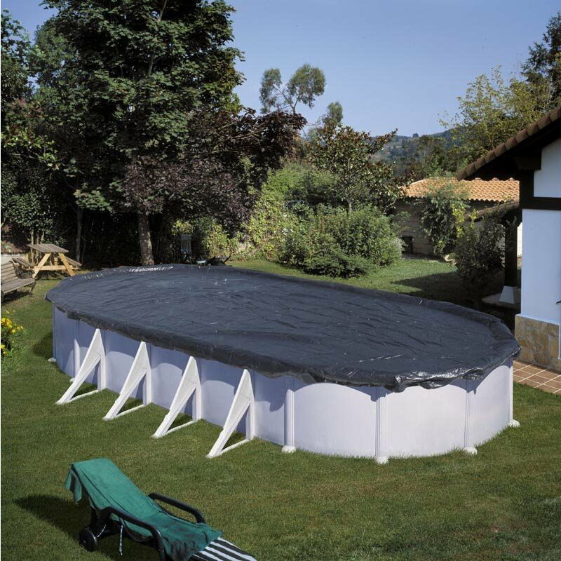 Gre Ciprov501 Cobertor de invierno para piscina ovalada color negro cubierta 500x300cm acero 610 410 915 470 500 300