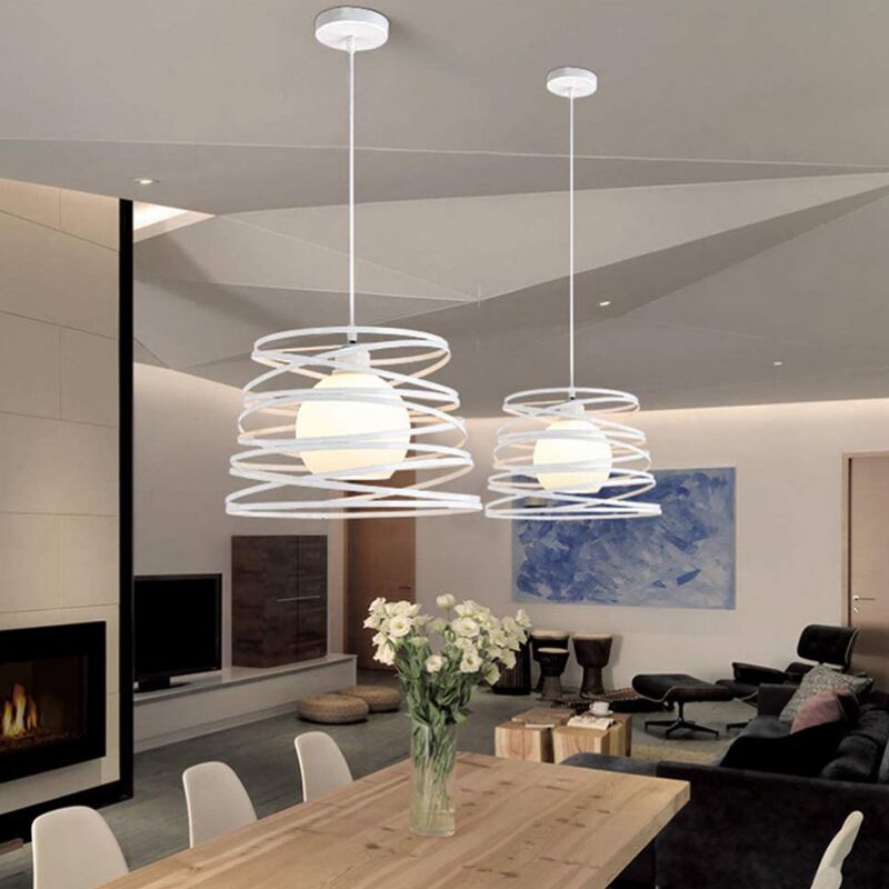 Lampadari a Sospensione Moderno Spirale Luce Pendente Base E27 Per