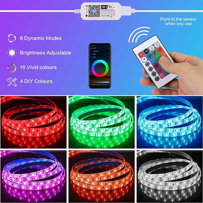 LE Striscia LED Esterno Impermeabile Alexa, 5M Strisce LED WIFI RGB SMD  5050, 3 Tipi di Controllo, Luci LED Smart Compatibile con Alexa e Google  Assistant, Decorative per Casa, Cucina, Bagno, Festa 