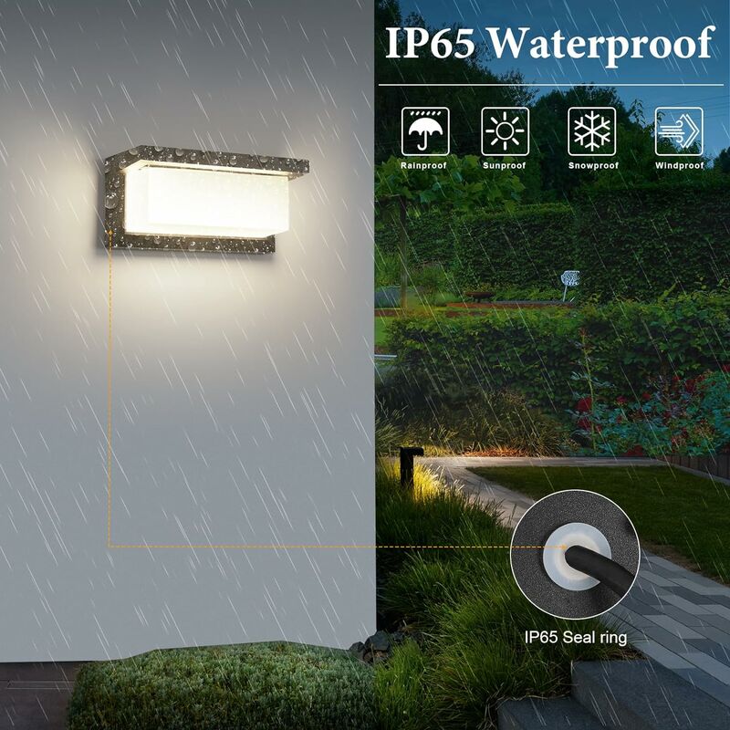 Applique Da Parete Esterno Led,18W Rettangolare Lampada Da Parete LED  Impermeabile IP65, Moderne Applique Da Esterno Per Terrazzo, Giardino,  Balcone, Garage, 3000K Luce Calda, Nero[Classe Di Efficienza Energetica E]  -  