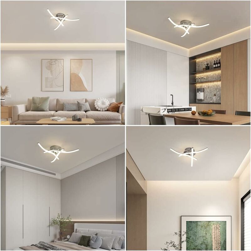 16W Lampada da Soffitto LED, 1600lm 4000K dal Design ondulé,Plafoniera LED  Soffitto Moderni per Salotto, Cucina o Camera da Letto ecc, Lunghezza 60