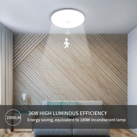 Plafoniera LED Soffitto 36W 4050LM, Plafoniera Bagno Rotonda Sottile Bianco  Freddo 6500K, Lampada da Soffitto LED Moderna per Bagno Cucina Camera da L