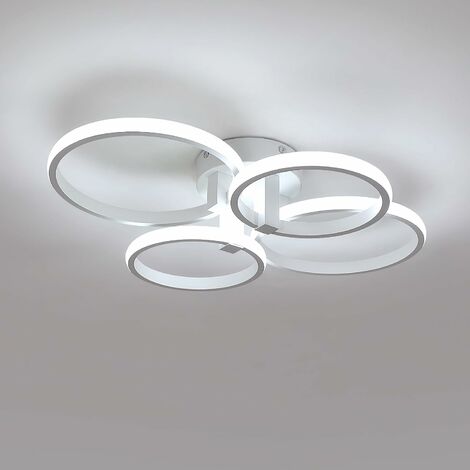 Plafoniera LED Design moderno Bianco Freddo 6000K Anello Lampada a Soffitto Per soggiorno, camera da letto, sala da pranzo, ufficio Bianco
