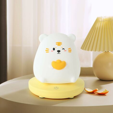 Lampada Da Notte A LED Per Bambini, Lampada Da Notte A LED A Forma Di Tigre Lampada Da Comodino Ricaricabile A 3 Colori Per Bambini Lampada In Silicone Per Camere Da Letto Lettini Bambini E Regali 80229740
