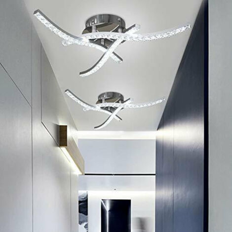 Plafoniera LED Soffitto, Lampadario soggiorno, luce bianca neutra 4000K, LED  integrati 18W 1.600Lm, plafoniera cristallo, lampada da soffitto per came