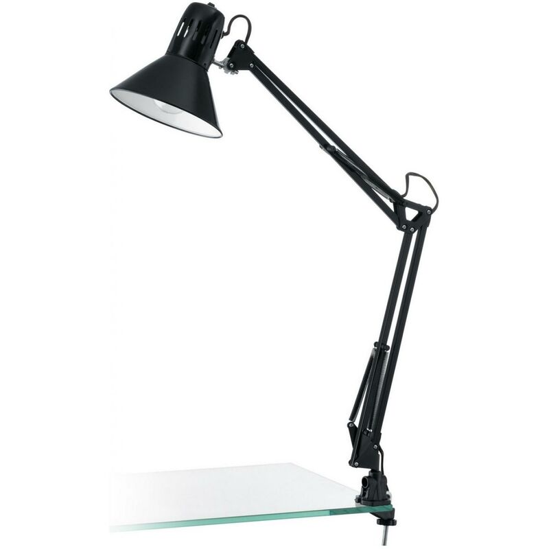 Lámpara de escritorio Eglo Firmo 40W Forma Cónica 73 cm. Oficina y zona de trabajo. Estilo moderno y diseño. Acero y plástico. Color negro y negro brillante