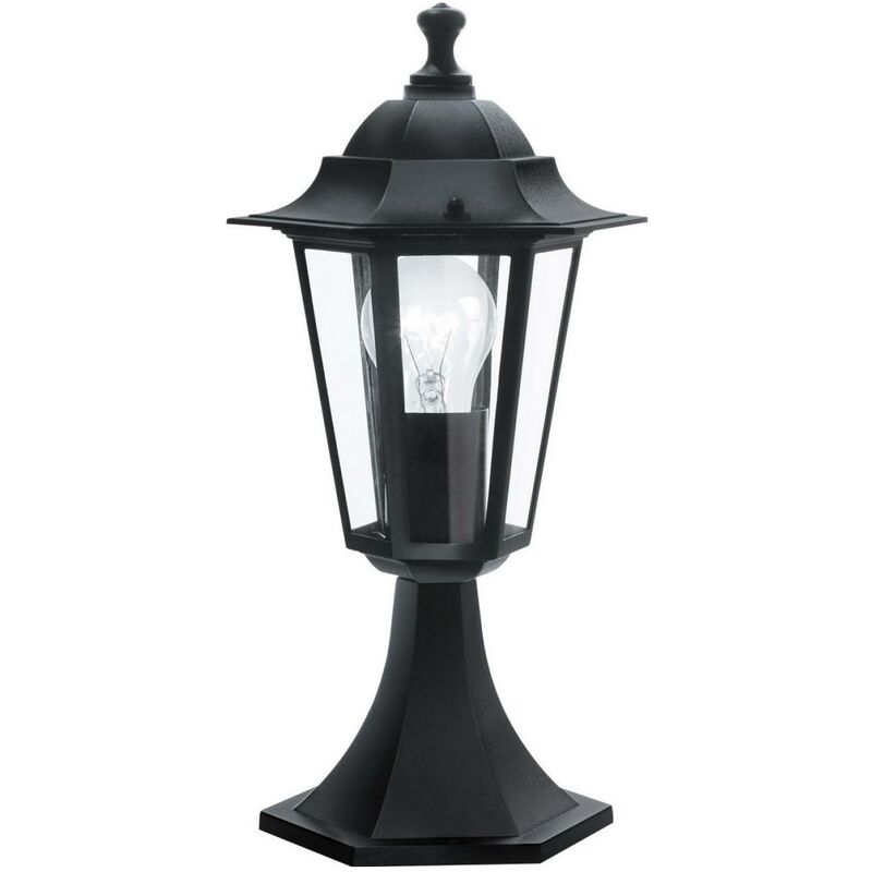 Baliza luminosa Eglo Laterna 4 60W Forma Cónica Ø 19 cm. Lámpara de zócalo Terraza, jardín y piscina. Estilo retro y vintage. Aluminio y Vidrio. Color negro