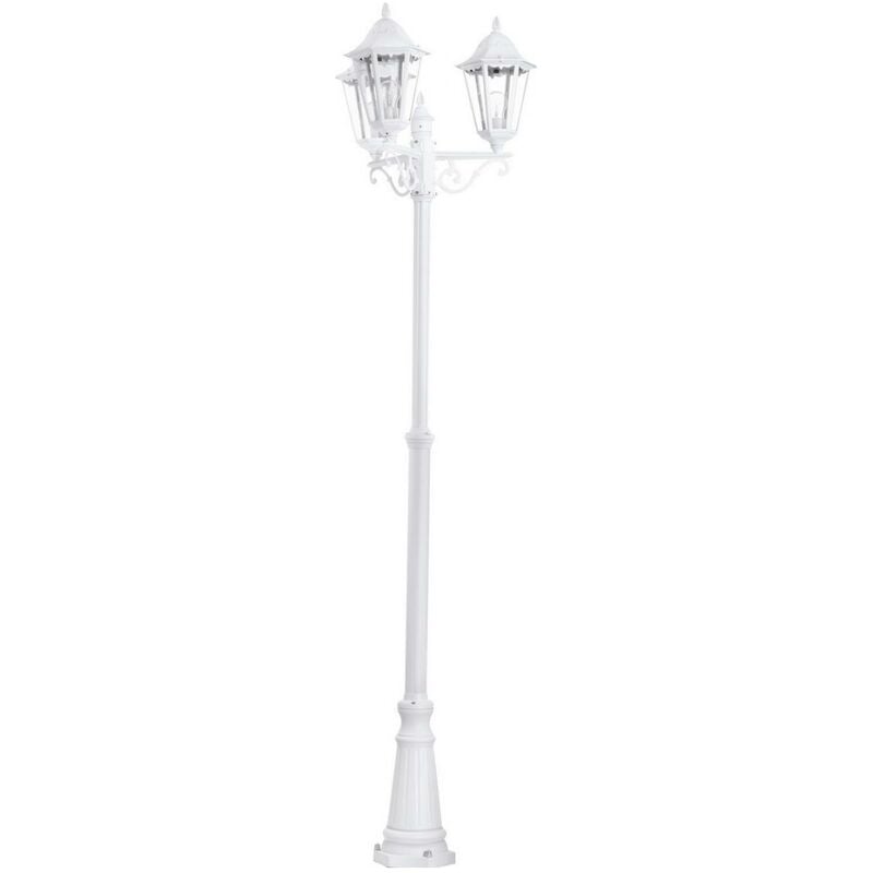 Eglo Navedo Alumbrado de sobremuropie para exterior blanco e27 aluminio vidrio ip44 entrada patio transparente iluminación aire libre luz farola 180w forma ø 56 cm. pie terraza y piscina. estilo retro