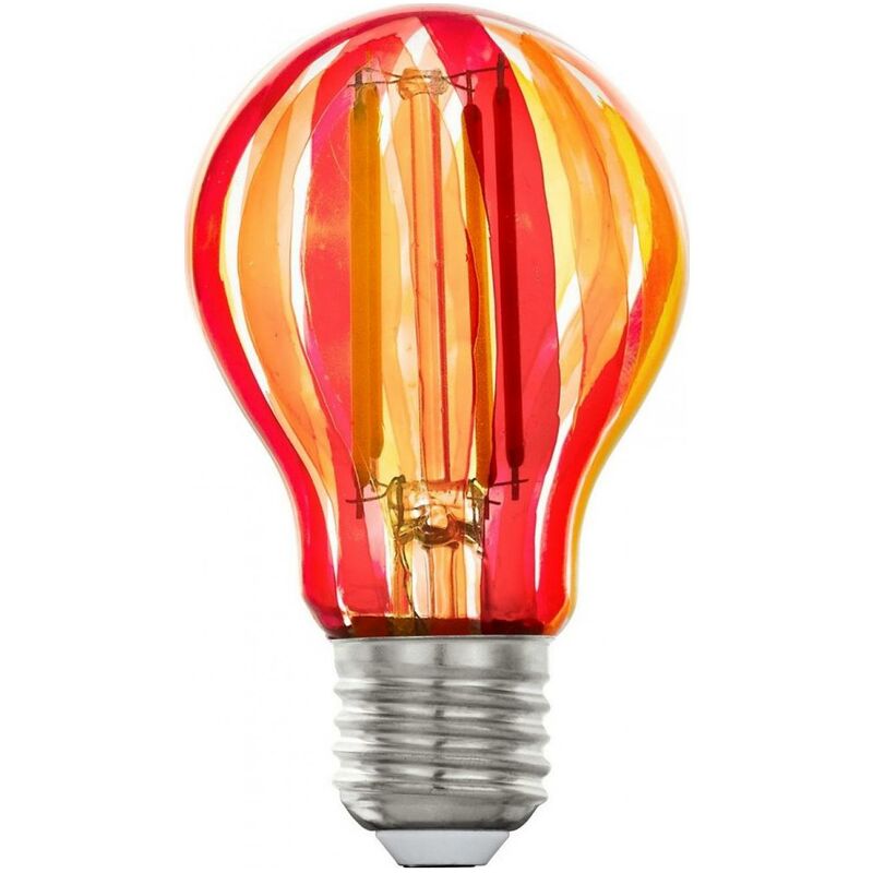 Eglo Bombilla Led e27 vintage color rojo y naranja pintada 65 w 500 luz blanca cálida 2700 k a60 de 6 6.5w 1800k