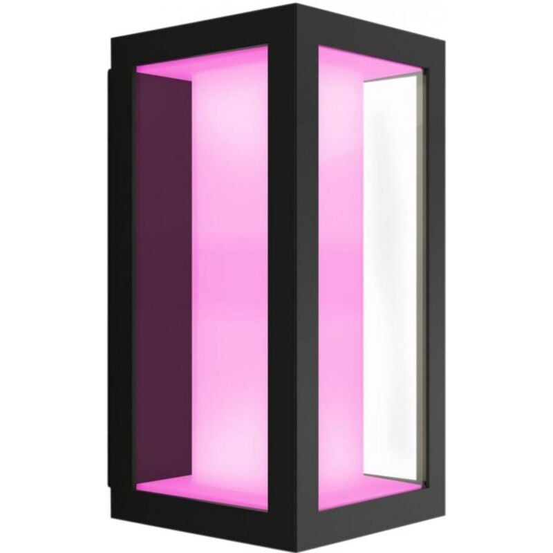 Aplique Inteligente Philips hue impress alargado exterior led luz blanca y de colores domótica lámpara tipo pedestal sobremuro bajo voltaje 8w compatible con amazon alexa google assistant ip44 white and ambiance lampara iluminación by signify 1742930p7 mural pared 16w forma rectangular 24×14 cm. alimentación directa terraza