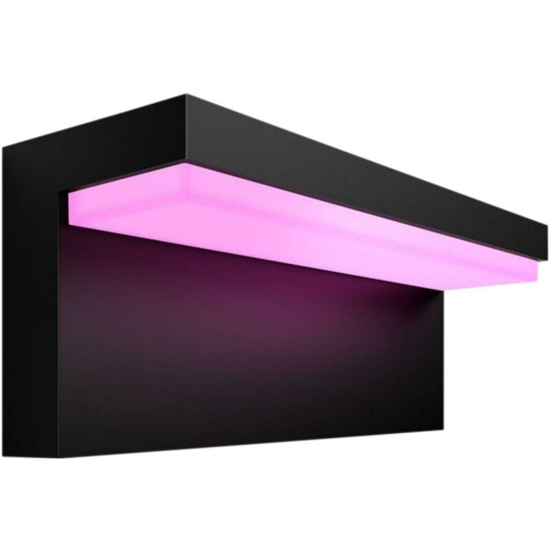 Aplique Inteligente Nyro philips negro hue – lámpara exterior led luz blanca y de colores compatible con alexa google home pared 13.5w forma rectangular 25×10 cm. mural. integrado blancomulticolor. alimentación directa terraza estilo moderno